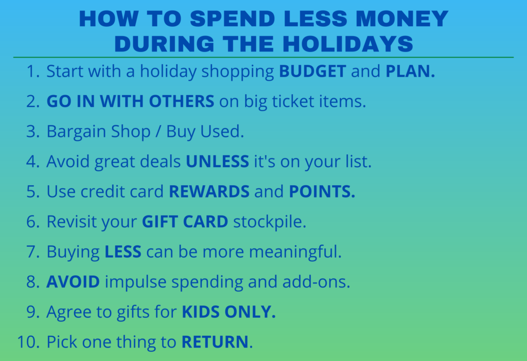 how to spend less money during the holidays